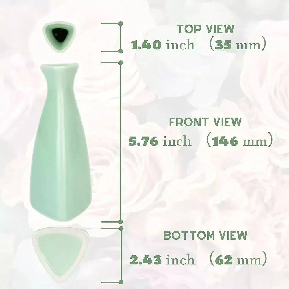 Set of 2 Celadon Small Bud Vase for Flowers Mini Vases for Decor, Green & Blue